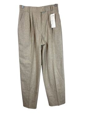ESCADA Men's 42 Rare Deadstock NWT Tan Wool Pleated Baggy Trousers